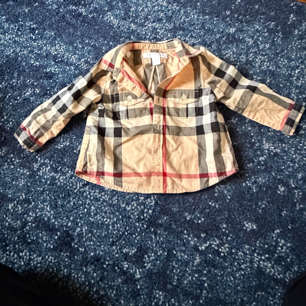Burberry Classic Plaid Button-Up Shirt - Beige, Black & Red